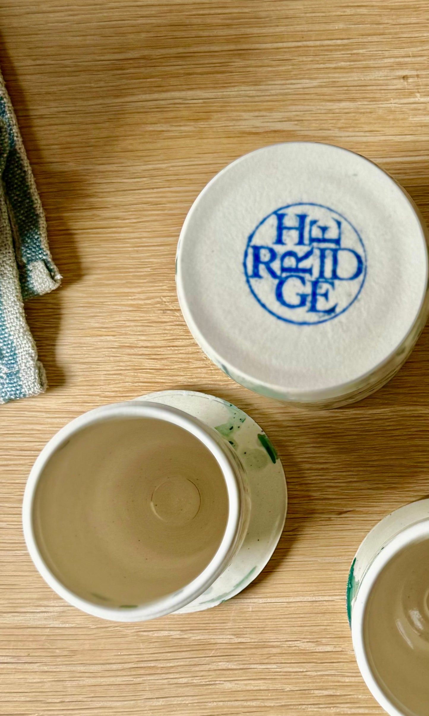 Handmade ceramic mallard splatter butter bell from Herridge pottery - bottom