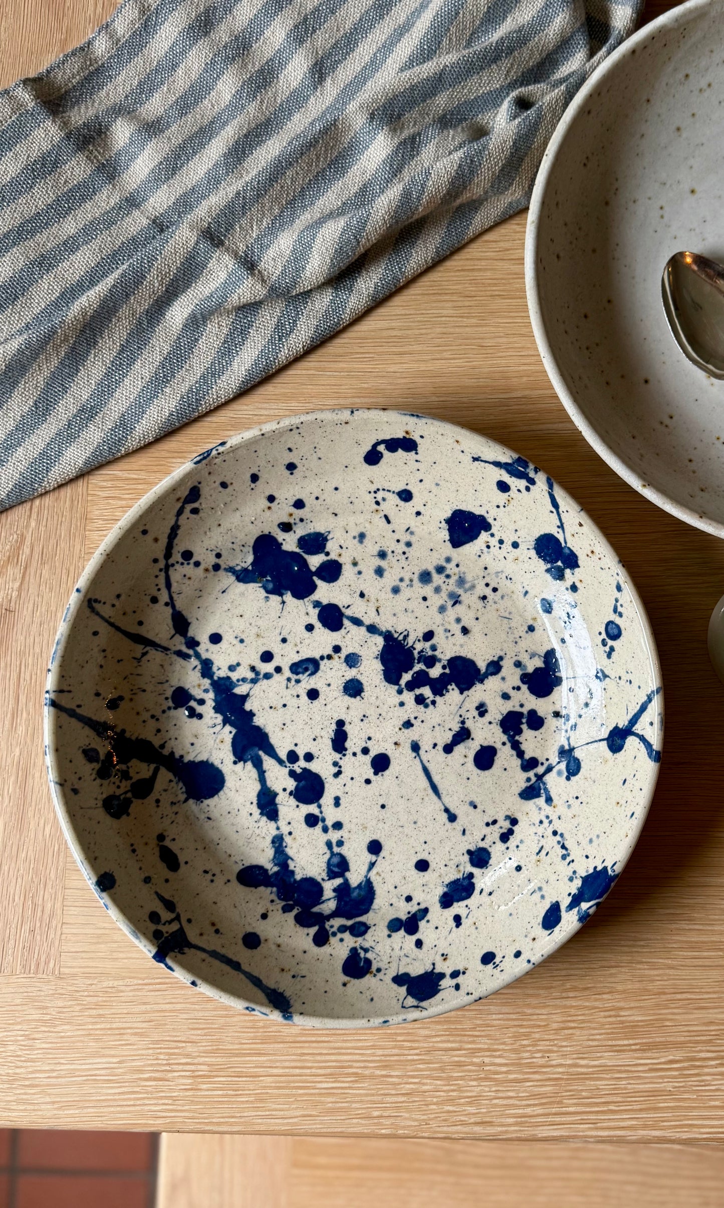 Feasting Bowl Blue Splatter on Speckle Clay