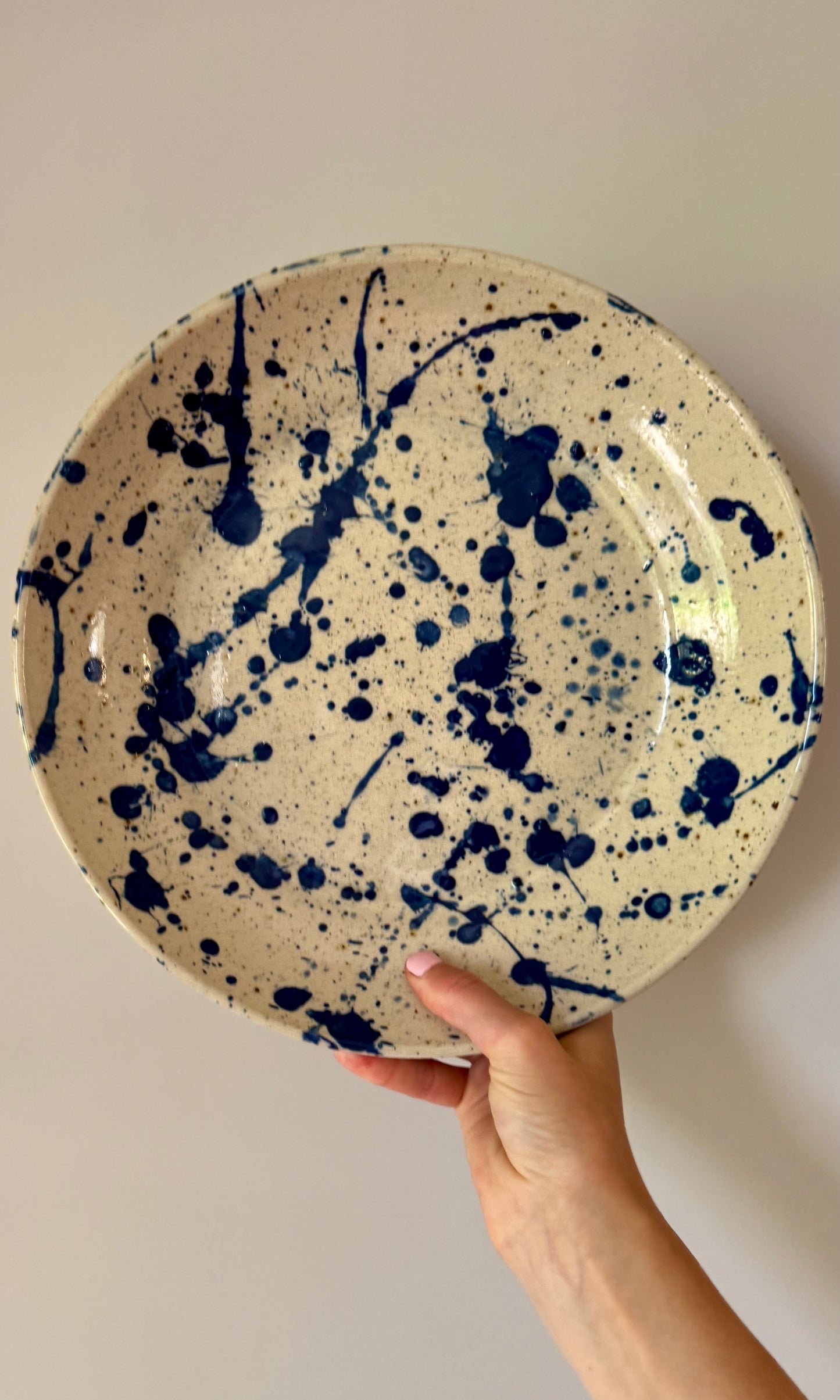 Feasting Bowl Blue Splatter on Speckle Clay