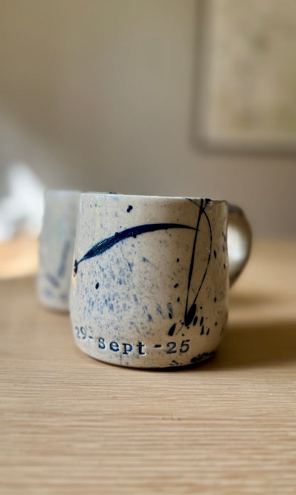 Handmade Pair Custom Dated Mugs 29-Sept-25