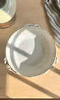 XL Spiral Handle Feasting Bowl Oatmeal on Speckle Clay