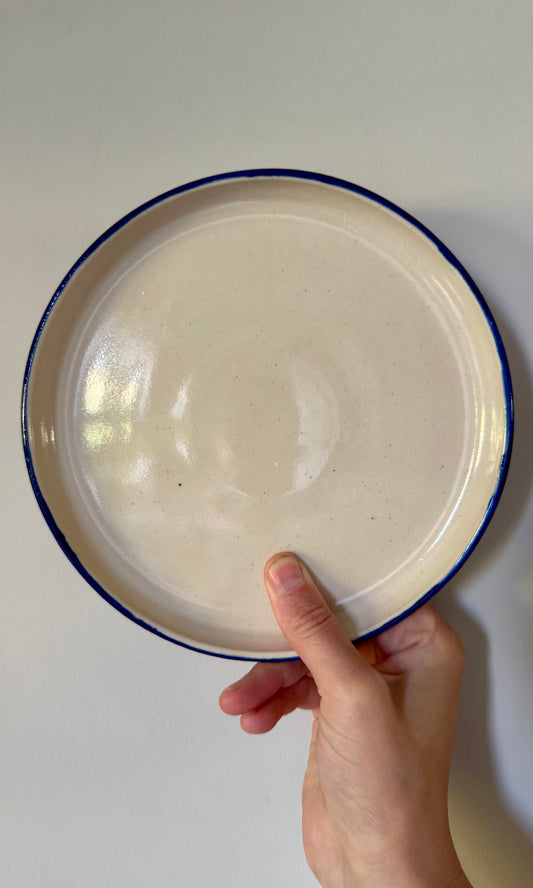 Handmade ceramic blue banded side plate - Herridge Pottery