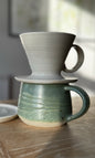 Handmade ceramic coffee pour-over and mug by herridge pottery.