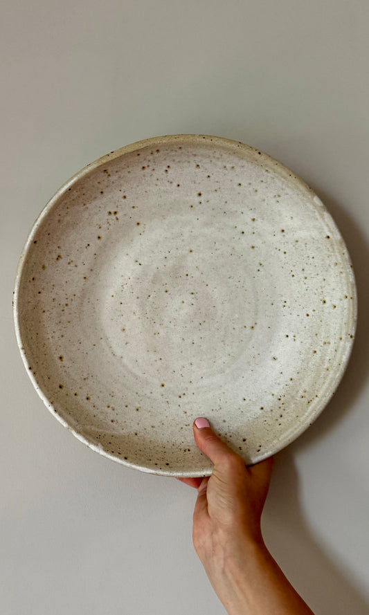 Handmade ceramic feasting bowl oatmeal | Herridge Pottery top