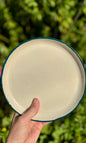 Handmade ceramic green banded plate - Herridge Pottery