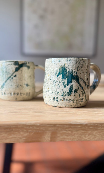Handmade Pair Custom Dated Mugs 26-Sept-25