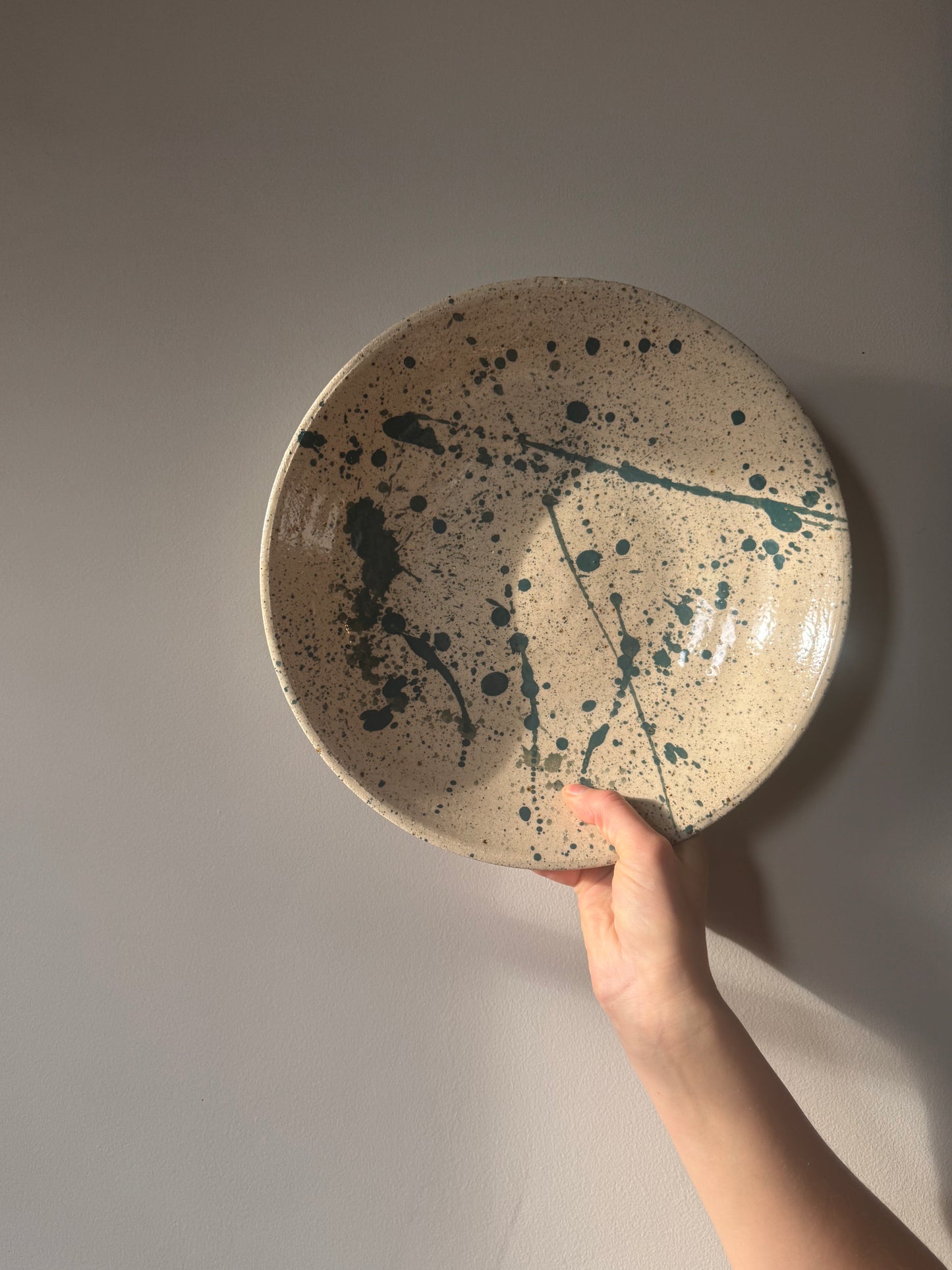Feasting Bowl Pair - Green Splatter on Speckle Clay