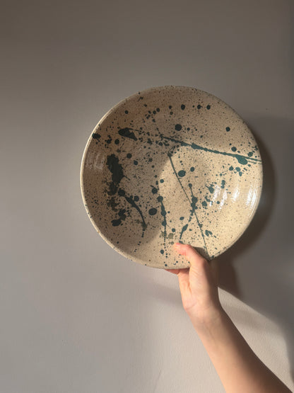 Feasting Bowl Pair - Green Splatter on Speckle Clay