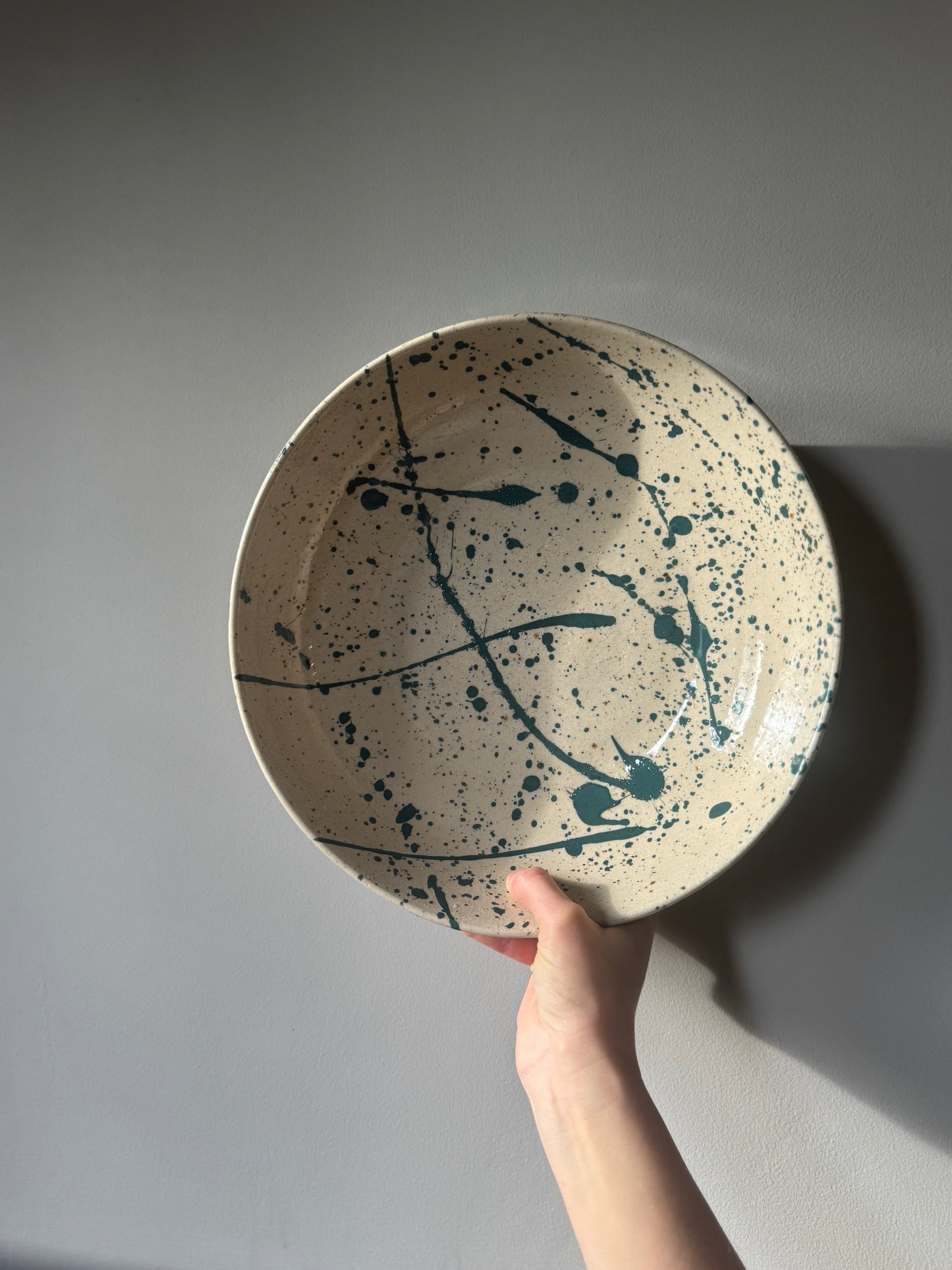 Feasting Bowl Pair - Green Splatter on Speckle Clay