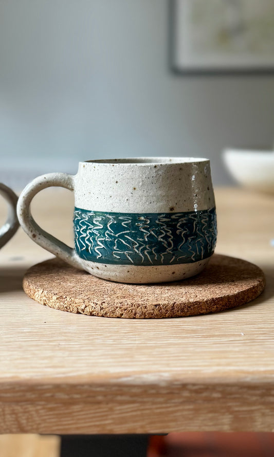 Mug Carved Mallard on Flecked Clay