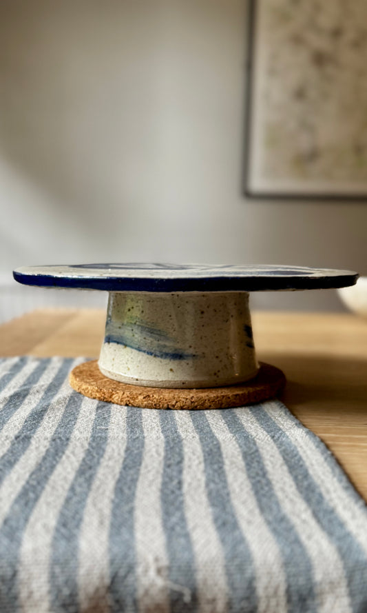 Cake Stand Blue Swoosh
