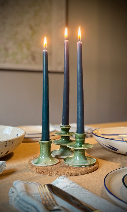 Bottle Green Candle Stick Holders