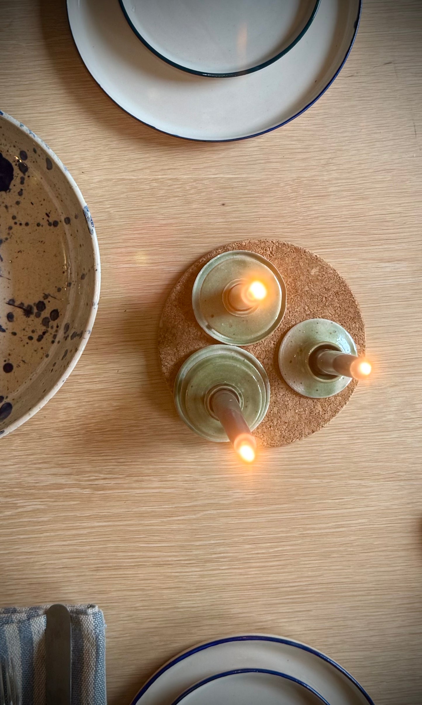 Bottle Green Candle Stick Holders