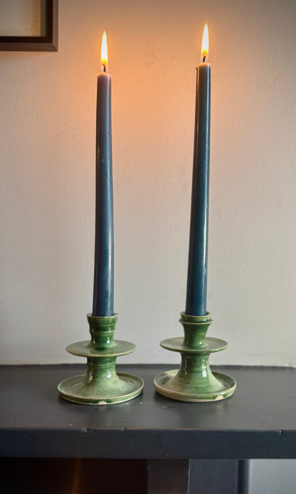 Bottle Green Candle Stick Holders