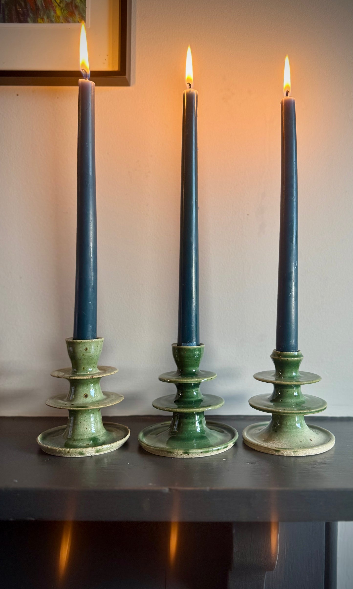 Bottle Green Candle Stick Holders
