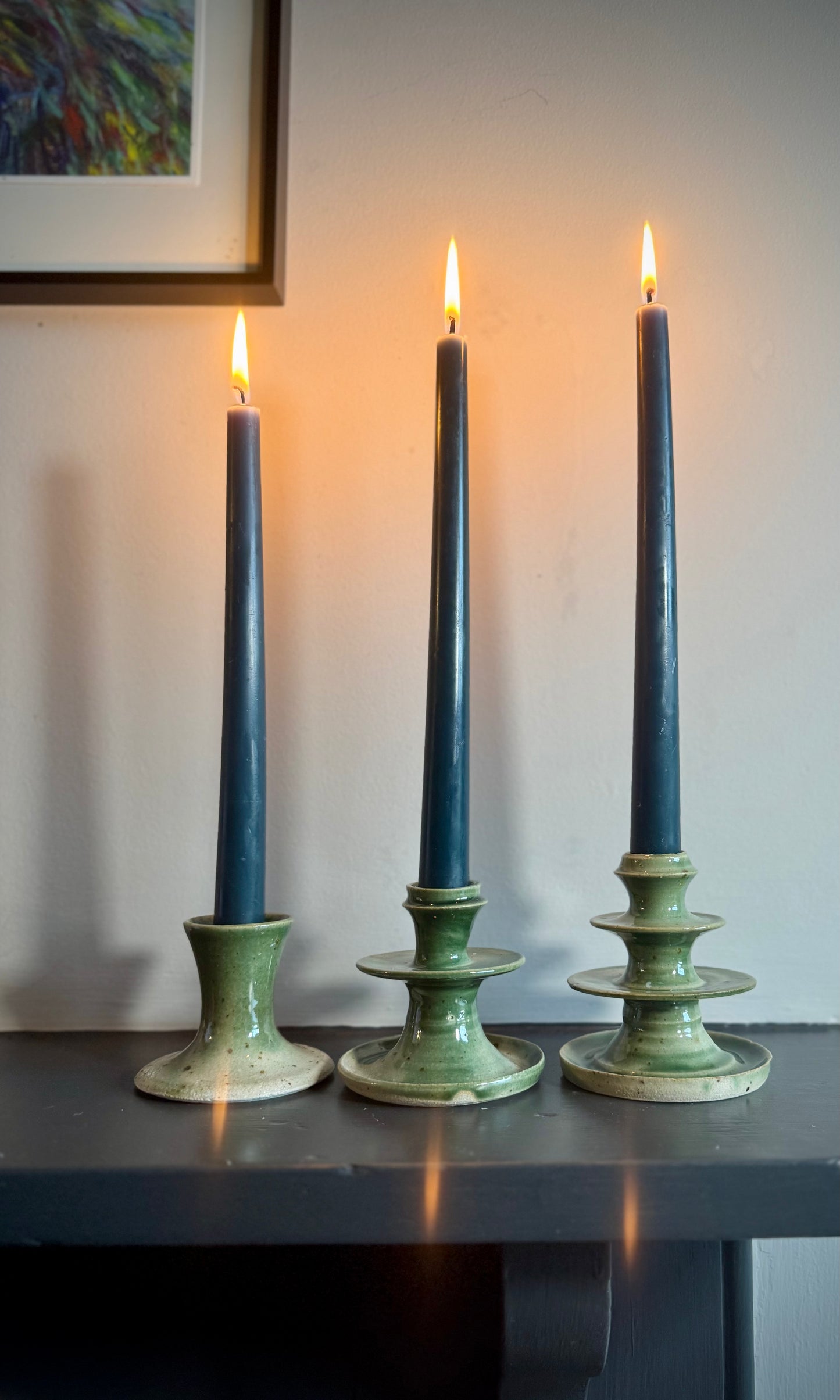 Bottle Green Candle Stick Holders