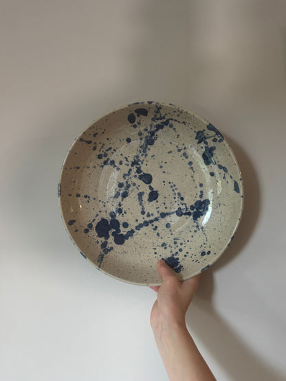 Feasting Bowl Blue Splatter on Speckle Clay