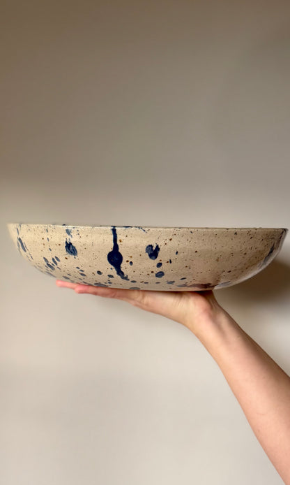 Feasting Bowl Blue Splatter on Speckle Clay
