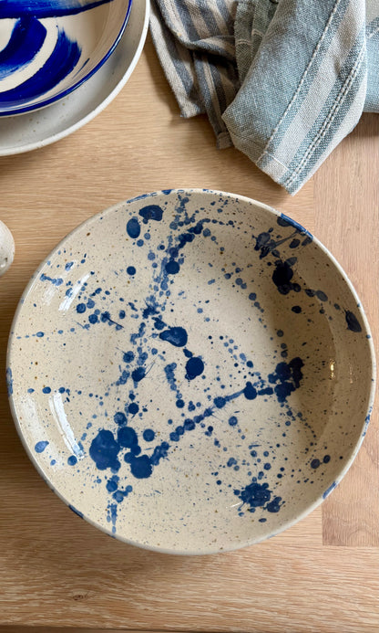 Feasting Bowl Blue Splatter on Speckle Clay