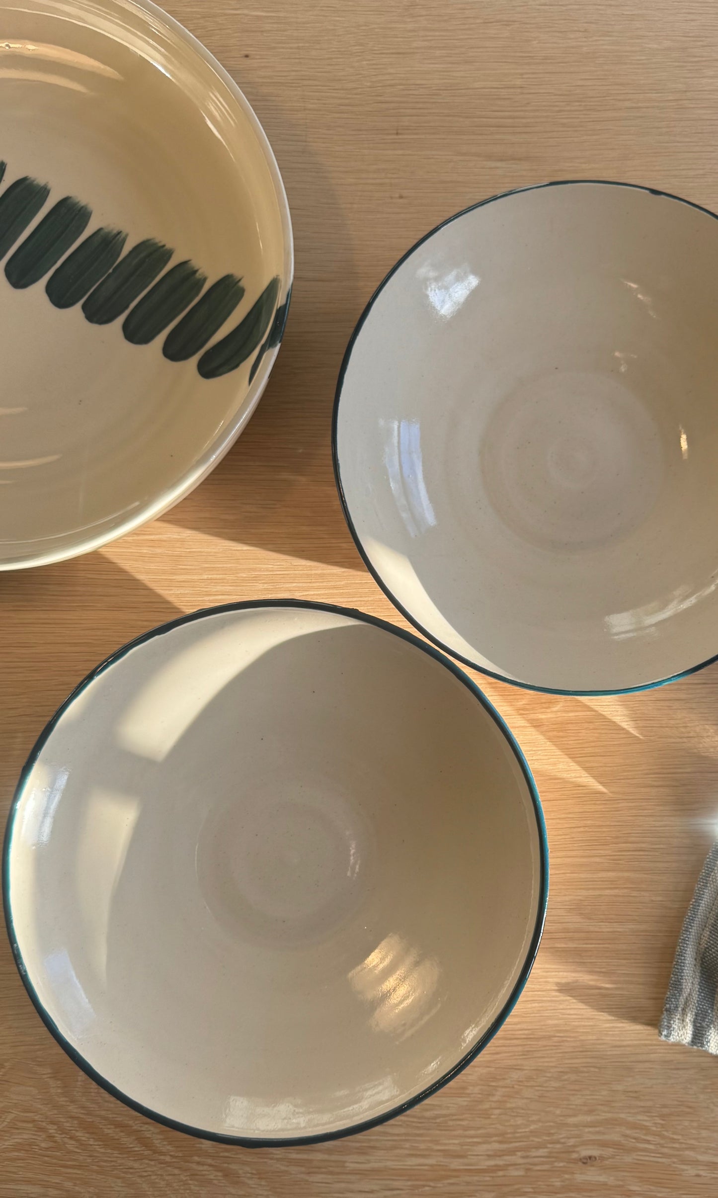 Green Banded Medium Feasting Bowl