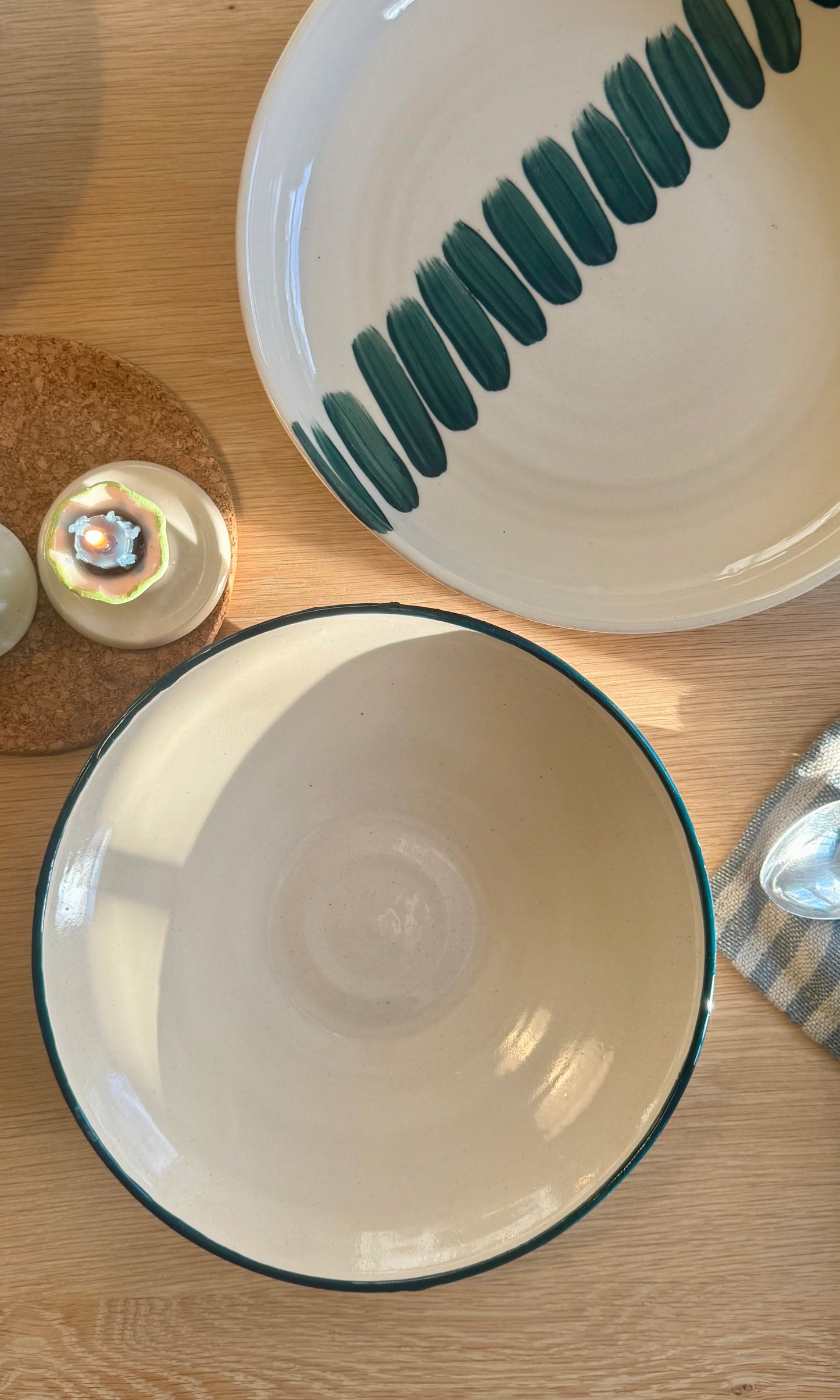 Green Banded Medium Feasting Bowl