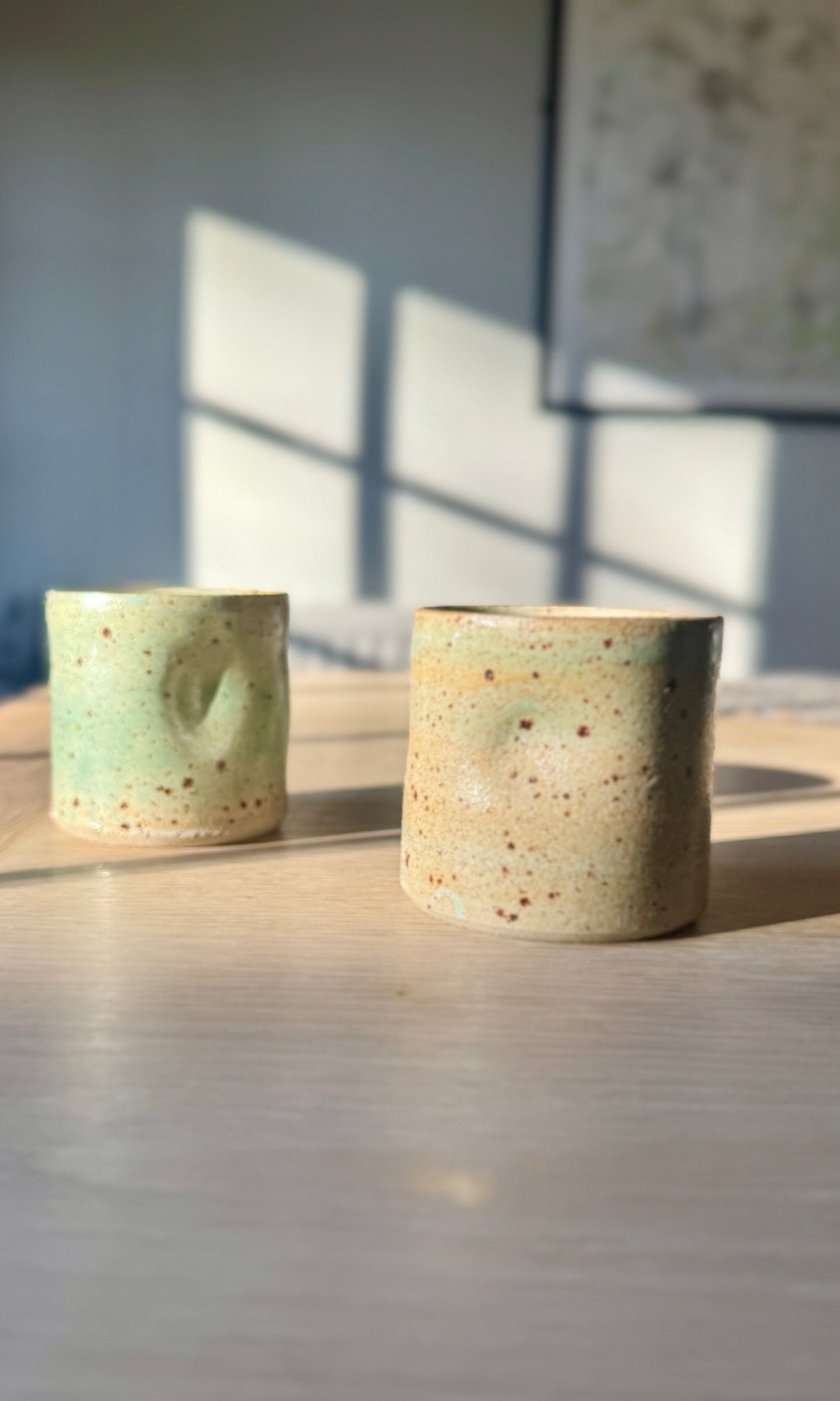 Dimple Coffee Flecked Celadon Green