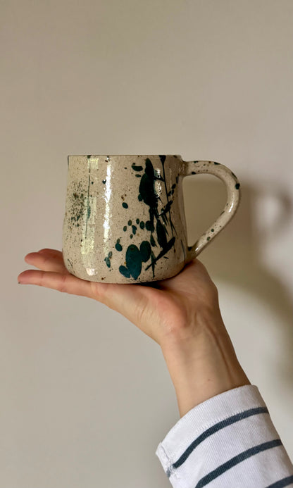 Trio of Pint Sized Mugs in Green Splatter